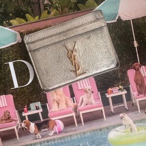 Saint Laurent Metallic Silver Card Holder